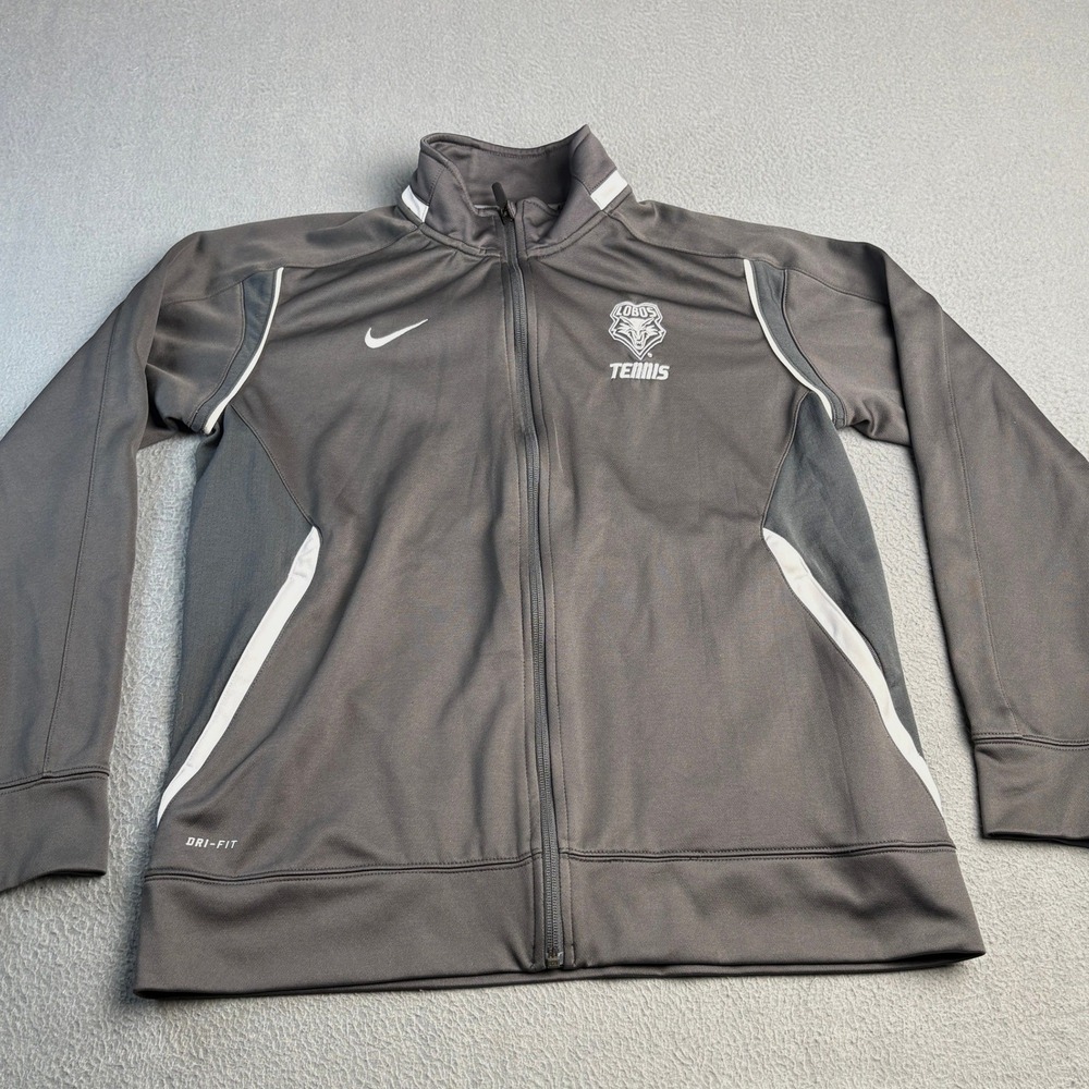 Nike Dri-FIT UNM Lobos Tennis Track Jacket Gray Full Zip Mens Large